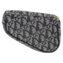 Christian Dior Trotter Canvas Saddle Pouch Accessory Pouch Navy Gold Auth 155099-3