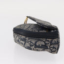 Christian Dior Trotter Canvas Saddle Pouch Accessory Pouch Navy Gold Auth 155099-4