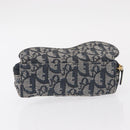 Christian Dior Trotter Canvas Saddle Pouch Accessory Pouch Navy Gold Auth 155099-6
