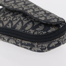 Christian Dior Trotter Canvas Saddle Pouch Accessory Pouch Navy Gold Auth 155099-9