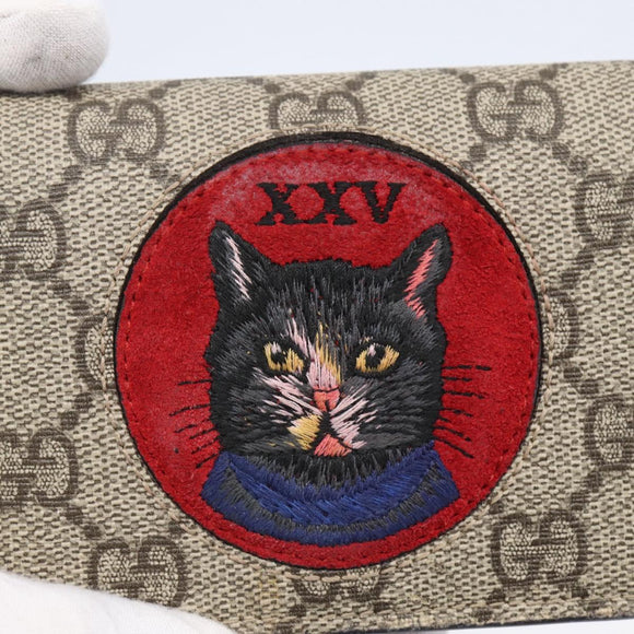 GUCCI GG Supreme Bifold Wallet PVC Leather Beige 499380 Auth 155101