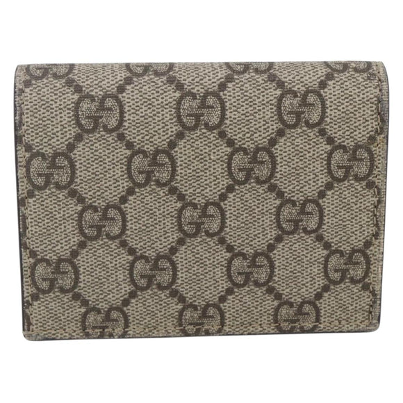 GUCCI GG Supreme Bifold Wallet PVC Leather Beige 499380 Auth 155101