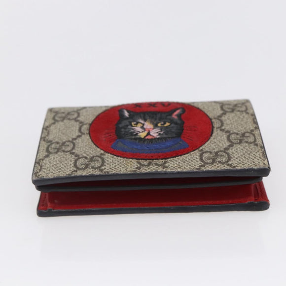 GUCCI GG Supreme Bifold Wallet PVC Leather Beige 499380 Auth 155101