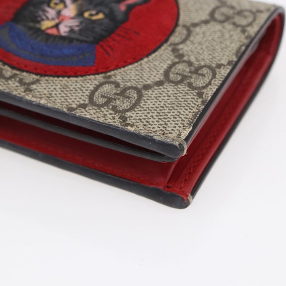 GUCCI GG Supreme Bifold Wallet PVC Leather Beige 499380 Auth 155101