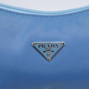 PRADA Hand Pouch Nylon Light Blue Silver Auth 155104V-18