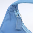 PRADA Hand Pouch Nylon Light Blue Silver Auth 155104V-9