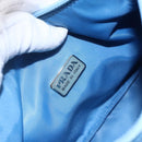 PRADA Hand Pouch Nylon Light Blue Silver Auth 155104V-19