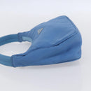 PRADA Hand Pouch Nylon Light Blue Silver Auth 155104V-3