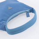 PRADA Hand Pouch Nylon Light Blue Silver Auth 155104V-7
