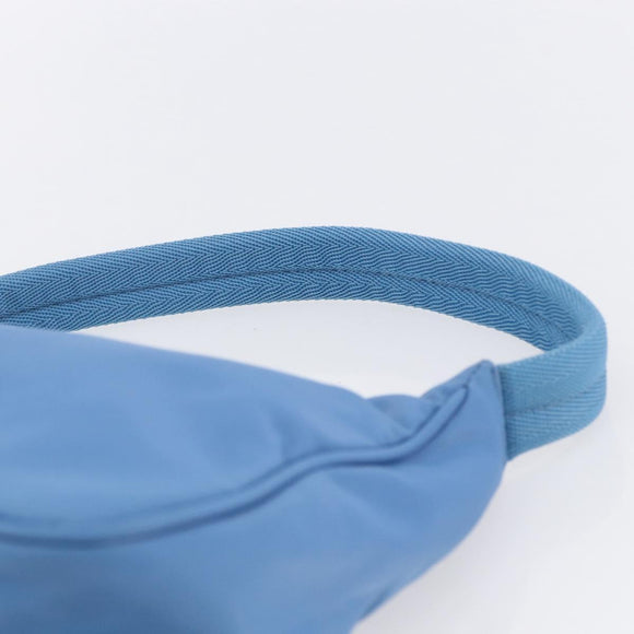 PRADA Hand Pouch Nylon Light Blue Silver Auth 155104V