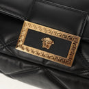 VERSACE Medusa Shoulder Bag Leather Black Gold Auth 155105A-20