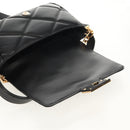 VERSACE Medusa Shoulder Bag Leather Black Gold Auth 155105A-21