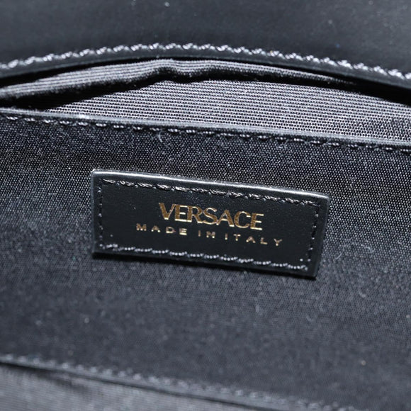 VERSACE Medusa Shoulder Bag Leather Black Gold Auth 155105A