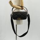 VERSACE Medusa Shoulder Bag Leather Black Gold Auth 155105A-26