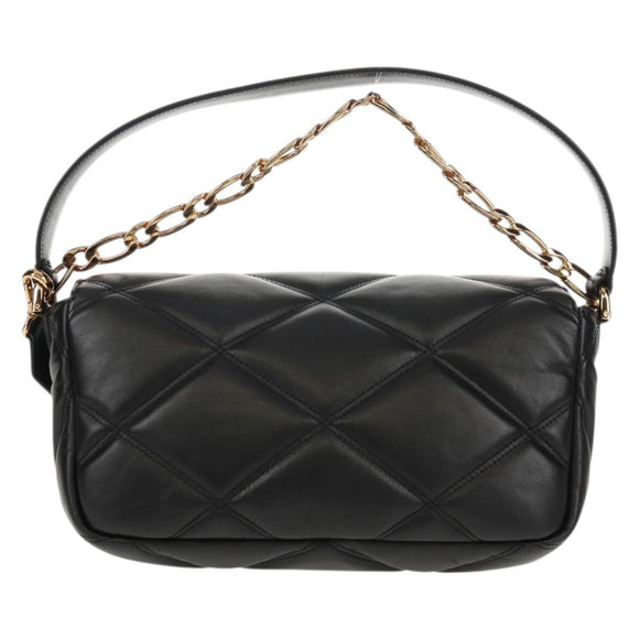 VERSACE Medusa Shoulder Bag Leather Black Gold Auth 155105A