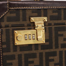 FENDI Vanity Case Zucca Canvas Black Brown Auth 155108SAV-18