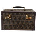 FENDI Vanity Case Zucca Canvas Black Brown Auth 155108SAV-13