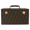 FENDI Vanity Case Zucca Canvas Black Brown Auth 155108SAV-2
