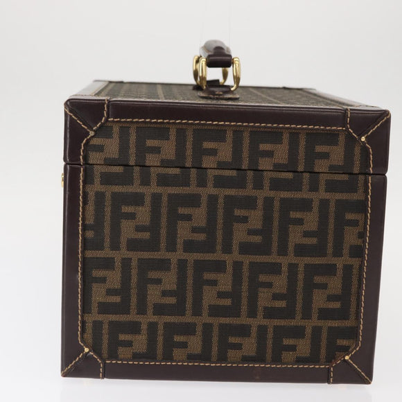 FENDI Vanity Case Zucca Canvas Black Brown Auth 155108SAV