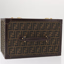 FENDI Vanity Case Zucca Canvas Black Brown Auth 155108SAV-6