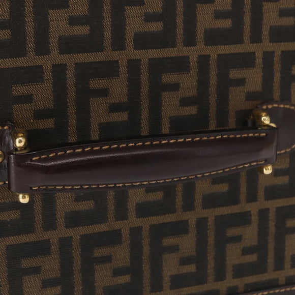 FENDI Vanity Case Zucca Canvas Black Brown Auth 155108SAV