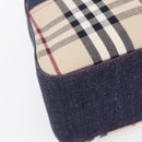 BURBERRY Nova Check Tote Bag Denim Blue Beige Silver Auth 155109-14
