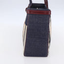 BURBERRY Nova Check Tote Bag Denim Blue Beige Silver Auth 155109-4