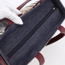 BURBERRY Nova Check Tote Bag Denim Blue Beige Silver Auth 155109-6