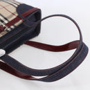 BURBERRY Nova Check Tote Bag Denim Blue Beige Silver Auth 155109-7