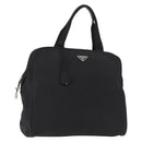 PRADA Hand Bag Nylon Black Silver Auth 155111-1
