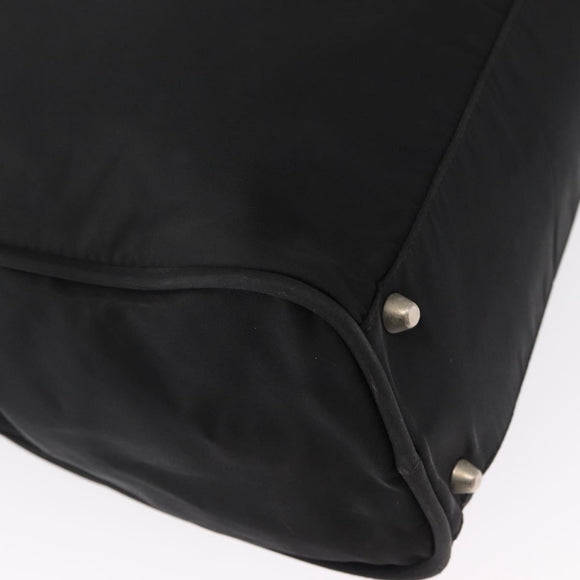 PRADA Hand Bag Nylon Black Silver Auth 155111