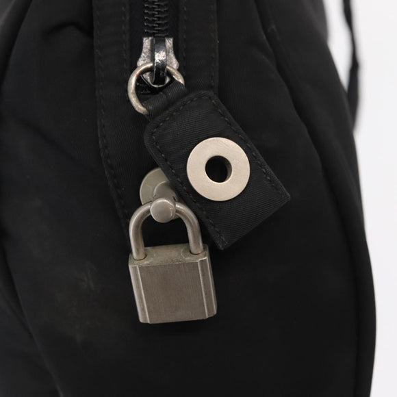 PRADA Hand Bag Nylon Black Silver Auth 155111