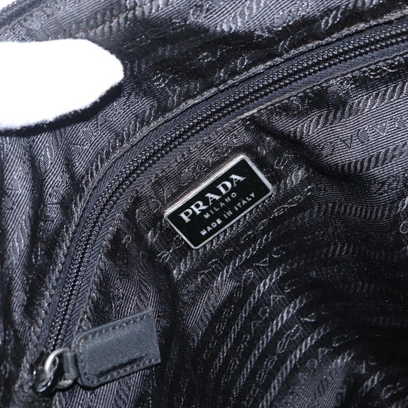 PRADA Hand Bag Nylon Black Silver Auth 155111