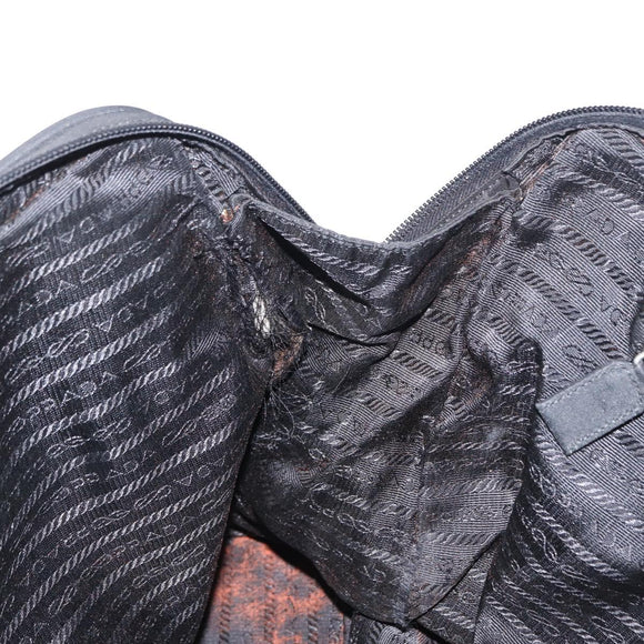 PRADA Hand Bag Nylon Black Silver Auth 155111