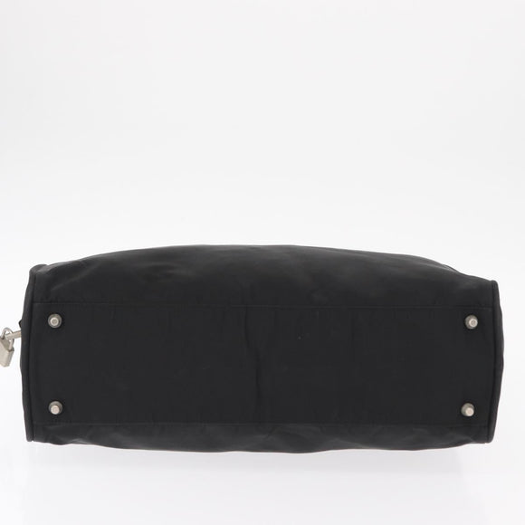 PRADA Hand Bag Nylon Black Silver Auth 155111