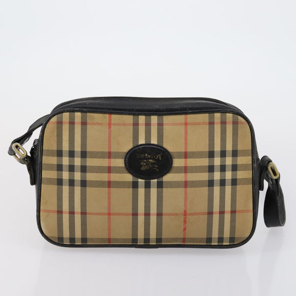 Burberrys Nova Check Shoulder Bag Nylon Canvas 2 Set Beige Auth 155112