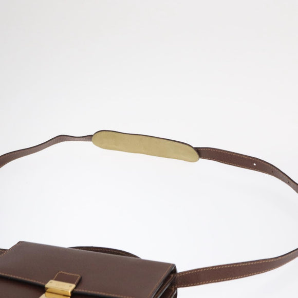 GUCCI Shoulder Bag Leather Gold Brown Auth 155188