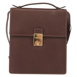 GUCCI Shoulder Bag Leather Gold Brown Auth 155188 - 0