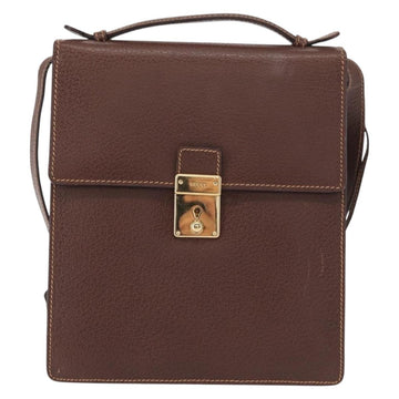 GUCCI Shoulder Bag Leather Gold Brown Auth 155188 - 0