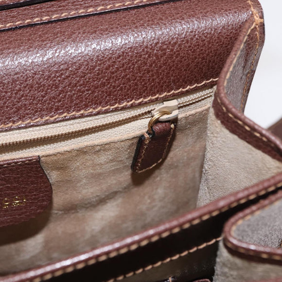 GUCCI Shoulder Bag Leather Gold Brown Auth 155188