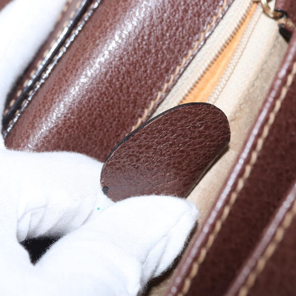 GUCCI Shoulder Bag Leather Gold Brown Auth 155188