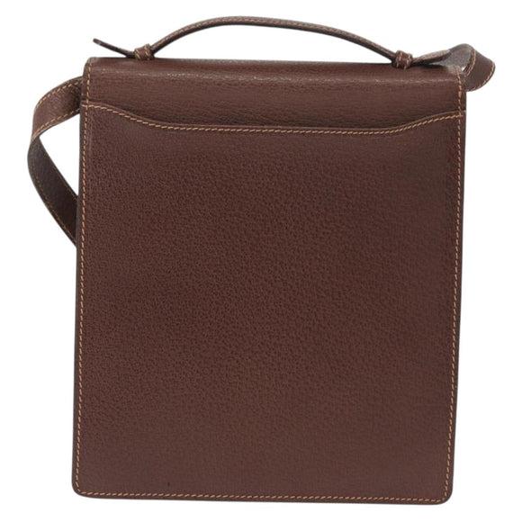 GUCCI Shoulder Bag Leather Gold Brown Auth 155188