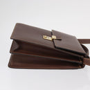 GUCCI Shoulder Bag Leather Gold Brown Auth 155188-4