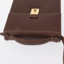 GUCCI Shoulder Bag Leather Gold Brown Auth 155188-6