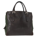 PRADA Tote Bag Nylon Leather Silver Brown Auth 155189-1