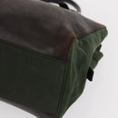 PRADA Tote Bag Nylon Leather Silver Brown Auth 155189-14