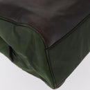 PRADA Tote Bag Nylon Leather Silver Brown Auth 155189-15