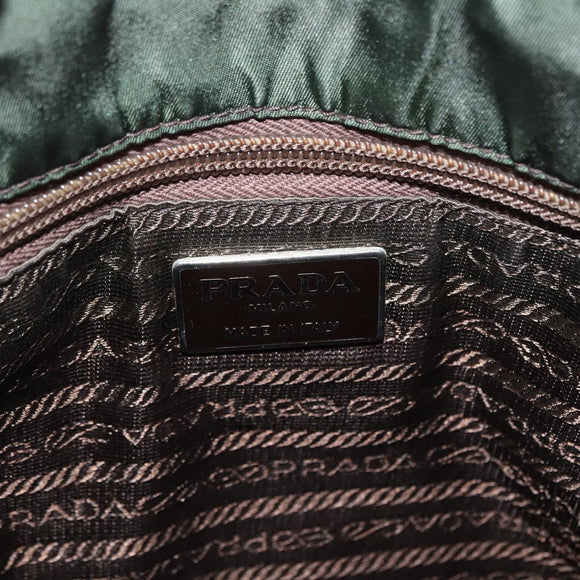 PRADA Tote Bag Nylon Leather Silver Brown Auth 155189