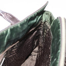 PRADA Tote Bag Nylon Leather Silver Brown Auth 155189-18