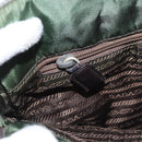 PRADA Tote Bag Nylon Leather Silver Brown Auth 155189-22